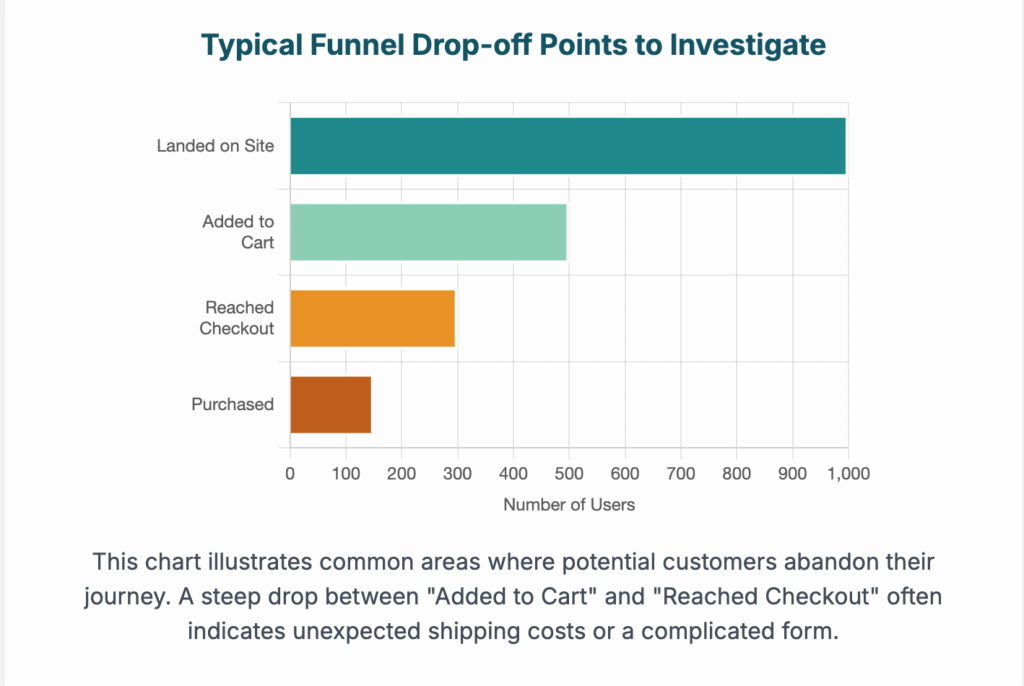 Graphic showcasing traffic drop off for eCommerce conversion rate optimization.