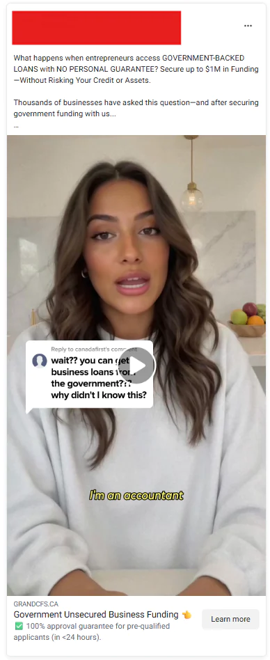 Example of an AI generated UGC video ad in the financial services niche