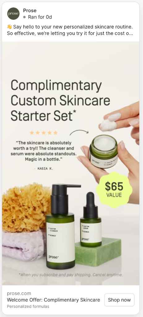 Ultimate Guide: How to Use AI Feedback for Meta Ads and Boost Creative Performance 2 Example of shampoo ad being Optimize Meta Ads with AI.