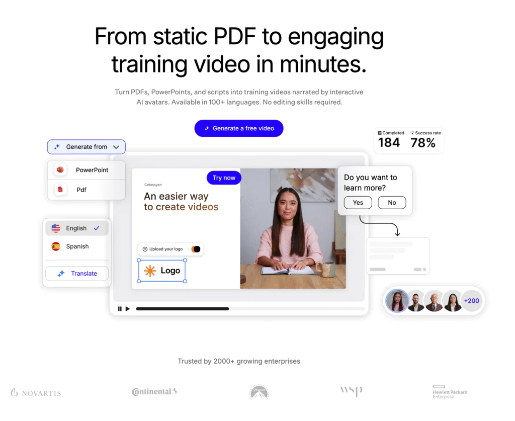 Screenshot of home page compare ai avatars for ugc video ads.