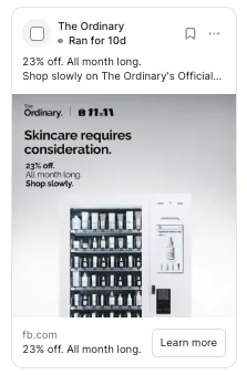 Black Friday Meta Ads Strategy 2025: Maximize BFCM Profit 3 Example of Black Friday Meta Ads Strategy of 23% off all month off ad example.