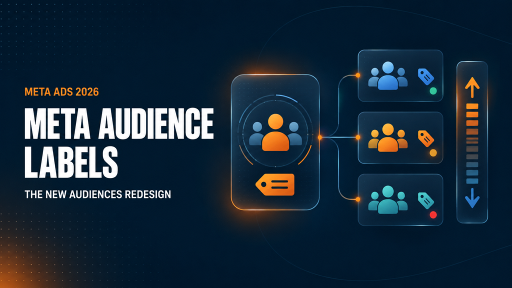 Meta Audience Labels: What the New Audiences Redesign Means for Advertisers 1 Meta audience labels graphic showing audience groups connected to value-rule bid adjustments in Meta Ads.